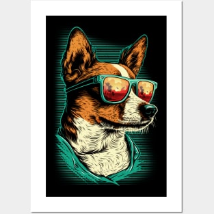 Jack Russell Terrier dog wearing sunglasses Posters and Art